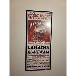Vintage 1890-1970 The Sugar Cane Train Pacific Railroad Poster Maui Hawaii